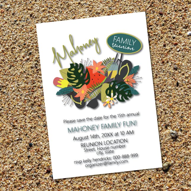 Wiedersehen-Einladung zur tropischen Blumenfamilie Save The Date (Family Reunion - exotic style)