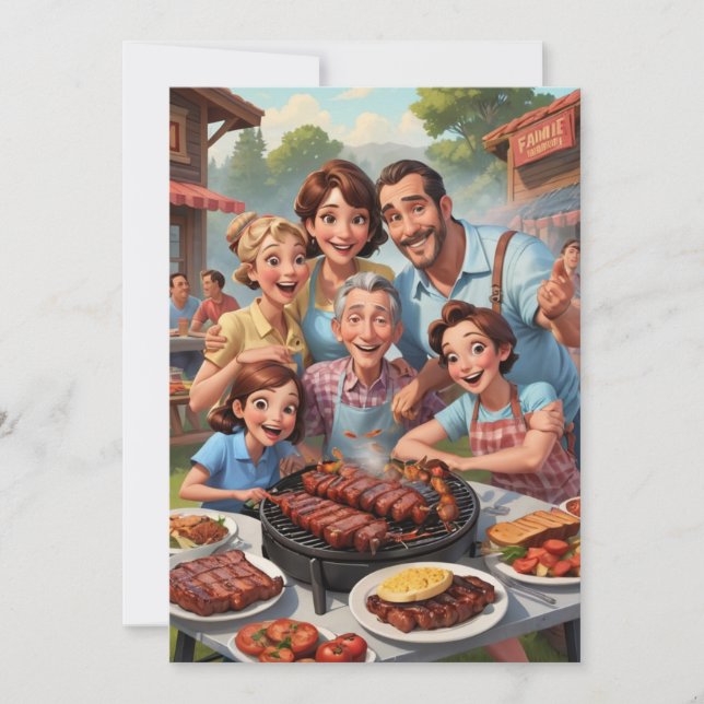 Wiedersehen-Einladungen für Familien Grillen-Cooki Einladung (Vorderseite)