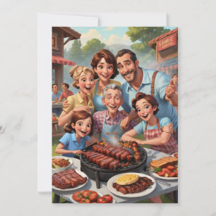 Wiedersehen-Einladungen für Familien Grillen-Cooki Einladung
