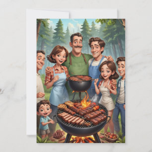 Wiedersehen-Einladungen für Familien Grillen-Cooki Einladung