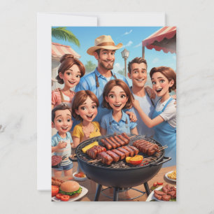 Wiedersehen-Einladungen für Familien Grillen-Cooki Einladung