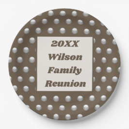 Wiedersehen Elegante Silver Polka Dot Pattern Pappteller