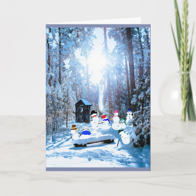 Wiedersehen Faltkarte für Snowmen Holiday Family Karte (Vorderseite)