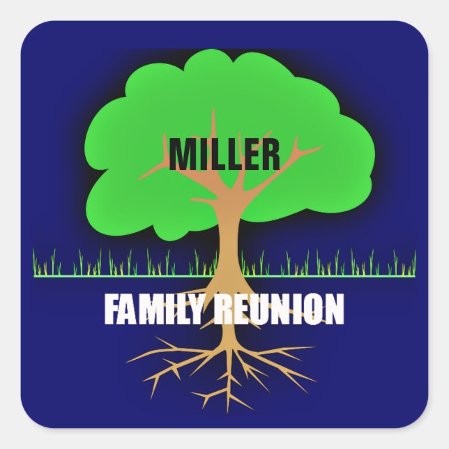 Wiedersehen-/Familienbaum Quadratischer Aufkleber (Vorderseite)