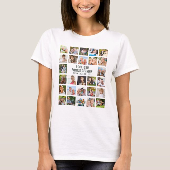 Wiedersehen Foto Collage Rustikaler Vintager Name T-Shirt (Vorderseite)