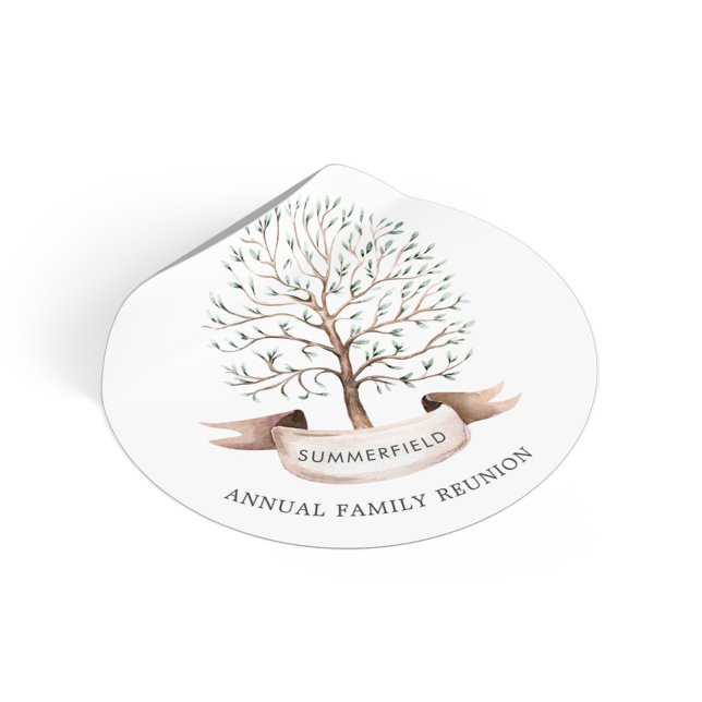 Wiedersehen Genealogie-Stammbaum Runder Aufkleber (Family Reunion Genealogy Tree Custom Sticker)