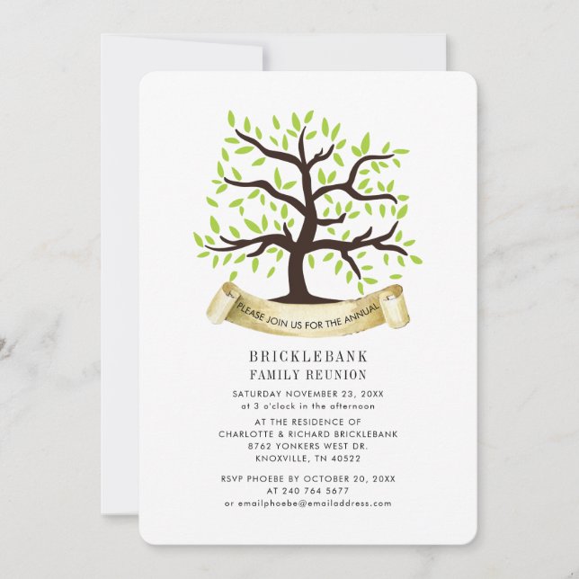 Wiedersehen Genealogische Tree Cousins Party Einladung (Vorderseite)