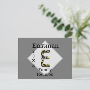 Wiedersehen Gold Black Monogram E Einladung Postkarte