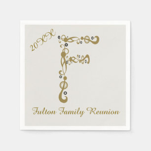 Wiedersehen Gold Letter F Elegante Monogram Serviette