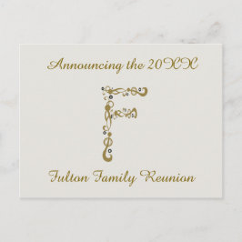 Wiedersehen Gold Letter F Monogram Einladung Postkarte