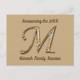Wiedersehen Gold Letter M Monogram Einladung Postkarte