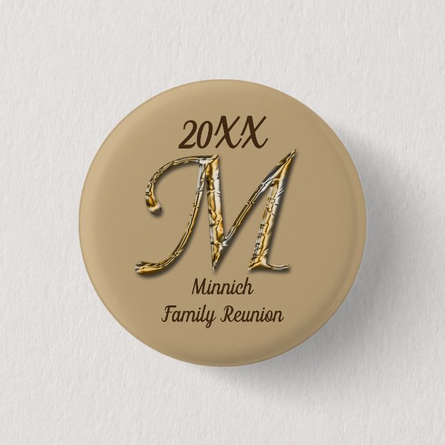 Wiedersehen Gold Letter M Monogram Keepake Button (Vorderseite)