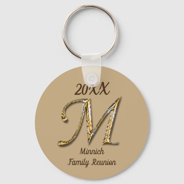 Wiedersehen Gold Letter M Monogram Keepake Schlüsselanhänger (Vorderseite)