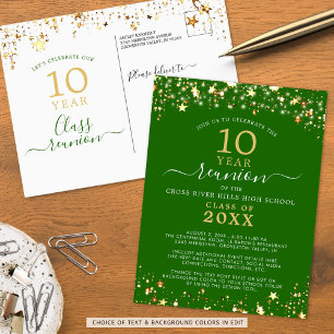 Wiedersehen Green Gold Stars leuchten jedes Jahr Postkarte