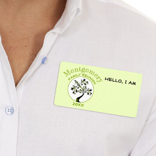 Wiedersehen Green Modern Tree Art Name Tag