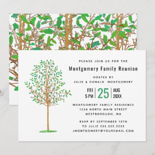 Wiedersehen Green Tree Watercolor Family Modern Einladung