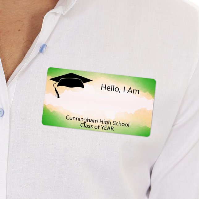 Wiedersehen Green Wasserfarbe Name Tag (Von Creator hochgeladen)