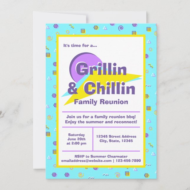 Wiedersehen-GRILLEN für Grillin und Chillin-Famili Einladung (Vorderseite)