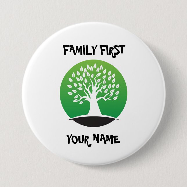 Wiedersehen-Grün der Familie individuell anpassbar Button (Vorderseite)