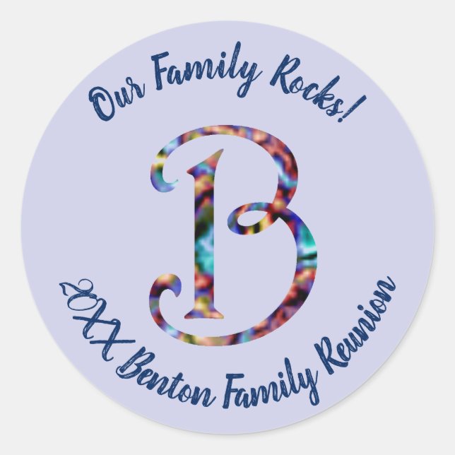 Wiedersehen Letter B (Ursprünglich) unserer Famili Runder Aufkleber (Vorderseite)