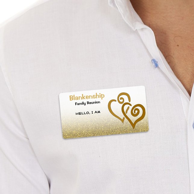 Wiedersehen Linked Hearts Gold Glitzer Name Tag (Von Creator hochgeladen)