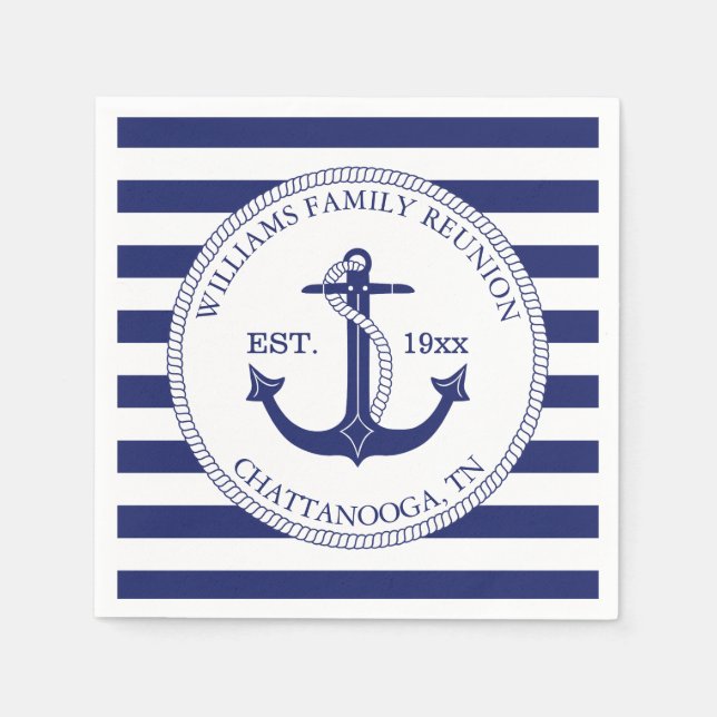 Wiedersehen Monogram für die Ankerfamilie Serviette (Vorderseite)