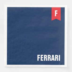 Wiedersehen Monogram, Red White & Blue Family Serviette