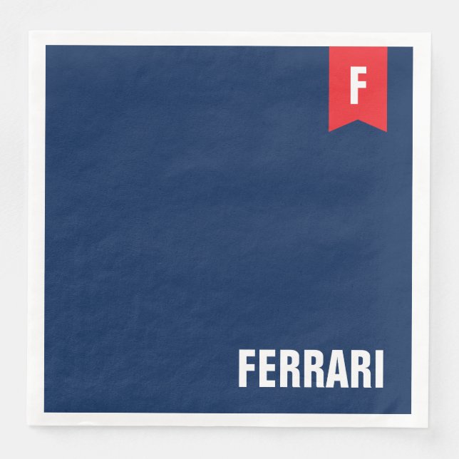 Wiedersehen Monogram, Red White & Blue Family Serviette (Vorderseite)