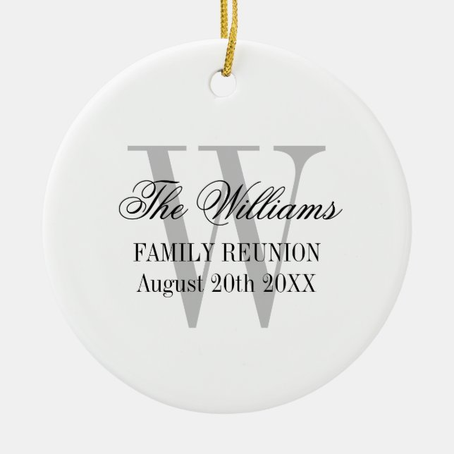 Wiedersehen-Monogramm Weihnachtsbaumschmuck Keramik Ornament (Vorne)