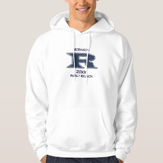 Wiedersehen Nachname Letter R Monogram Blue Hoodie (Vorderseite)