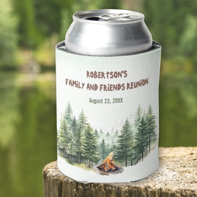 Wiedersehen Name Forest Campfire Green Dosenkühler (Family Reunion Name Forest Campfire Green Can Cooler)