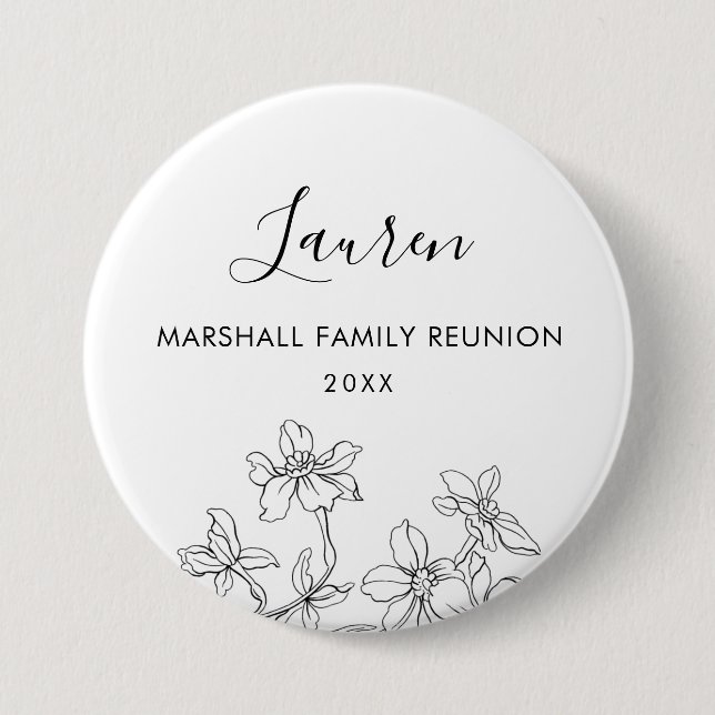 Wiedersehen Name-Tag der Familie, Blumenmuster Button (Vorderseite)
