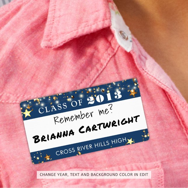 Wiedersehen Name Tag Gold Stars Blau Custom (Von Creator hochgeladen)