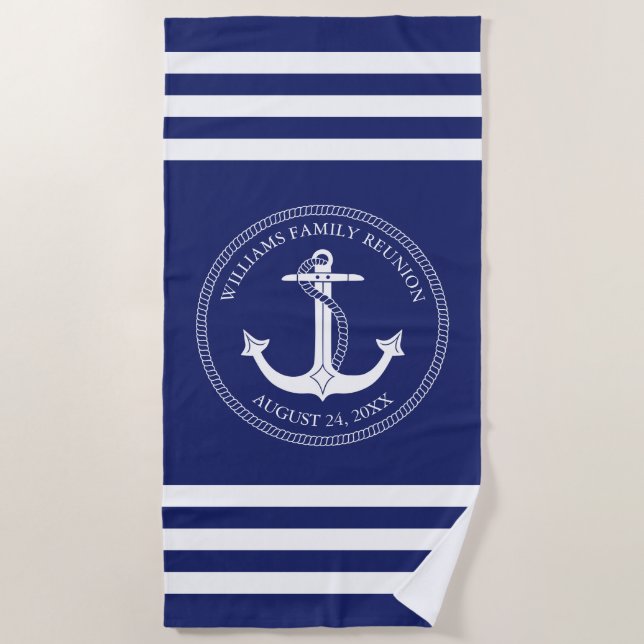 Wiedersehen Nautische Ankermonogramm Strandtuch (Vorderseite)