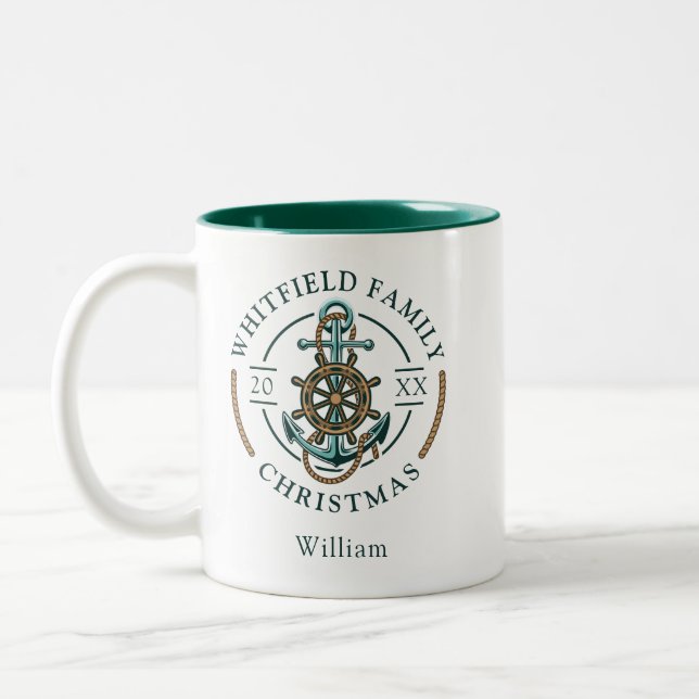 Wiedersehen Nautische Weihnachtsfeiertage Zweifarbige Tasse (Links)