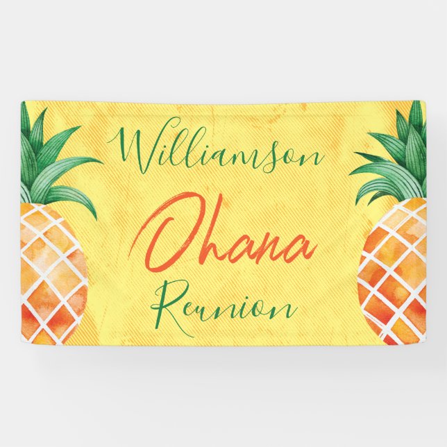 Wiedersehen Ohana Zwei Ananas Island Beach Banner (Horizontal)