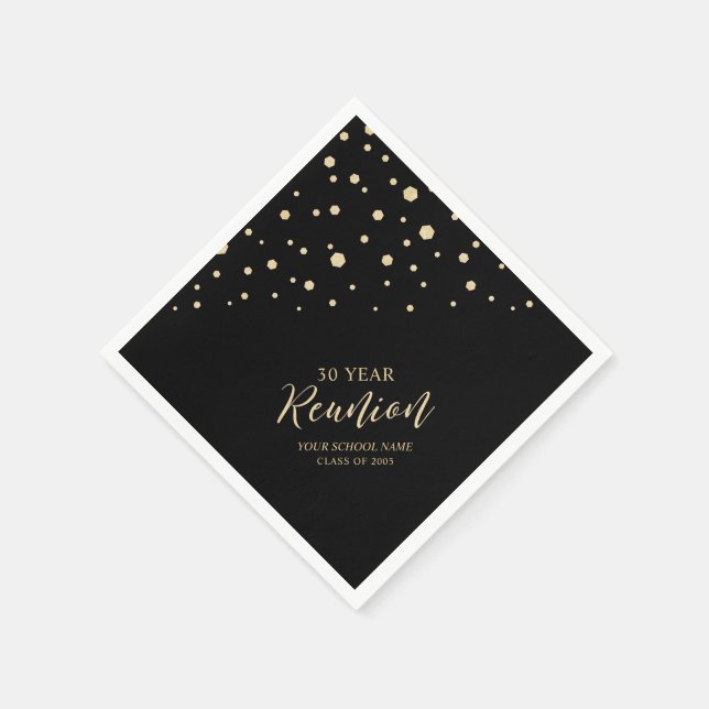 Wiedersehen-Party der Gold- und Black Chic-Klasse Serviette (Ecke)