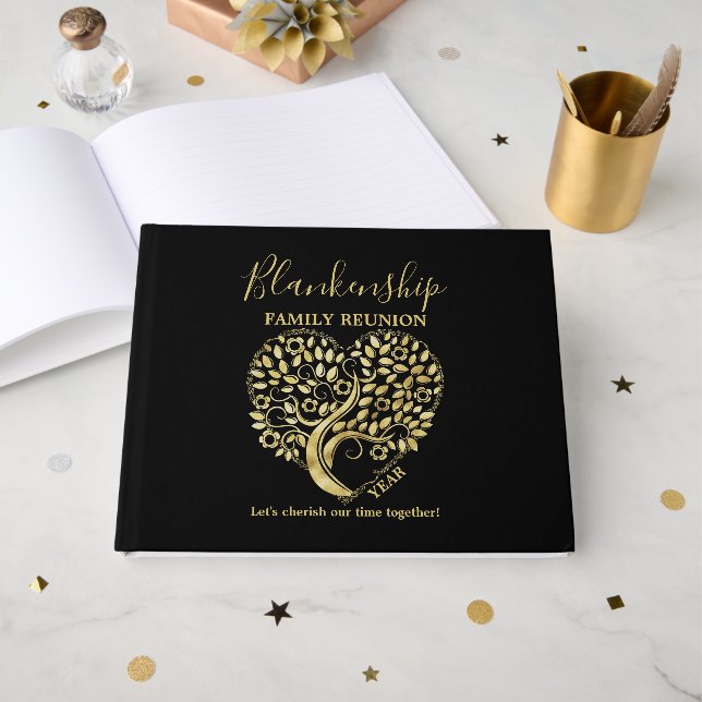 Wiedersehen Party Essentials für die Gold Heart Tr Gästebuch (Vorderseite Offen)