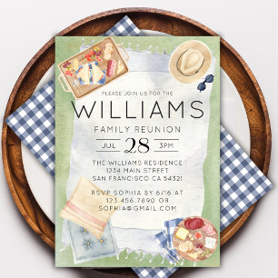 Wiedersehen Picnic Blue Gingham Einladung