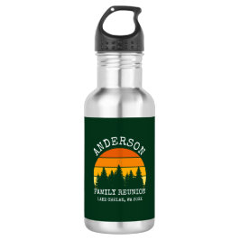 Wiedersehen Pine Trees Sunset Green Edelstahlflasche