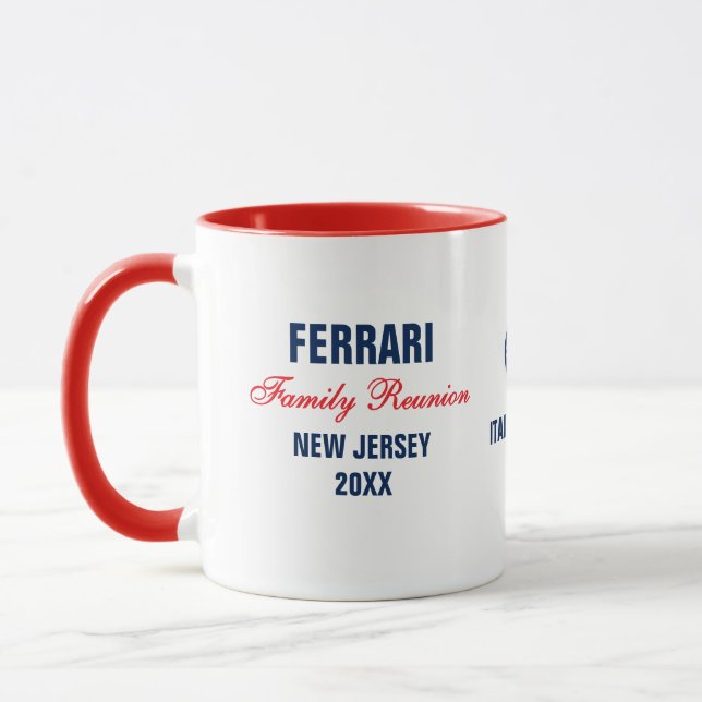Wiedersehen Red Navy Blue Personalisierte Mug Tasse (Links)