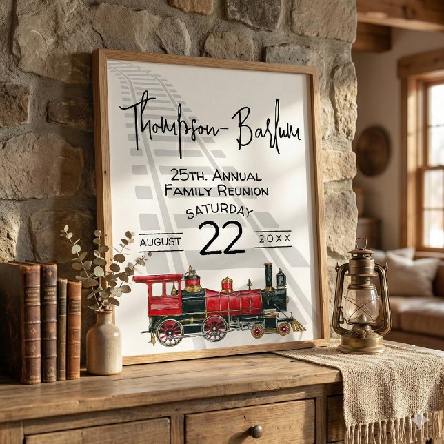 Wiedersehen Red Train Family Poster (Family Reunion Red Train Poster)