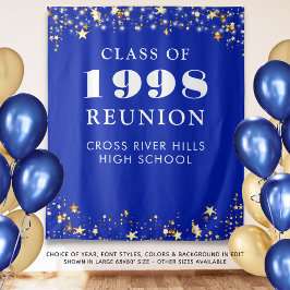 Wiedersehen Royal Blue Gold Stars Hintergrund Wandteppich