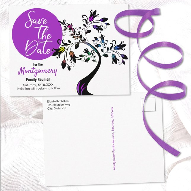 Wiedersehen Save the Date Art Tree Custom Ankündigungspostkarte (Von Creator hochgeladen)