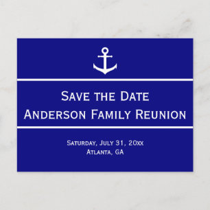 Wiedersehen Save the Date für die Blue und White A Ankündigungspostkarte
