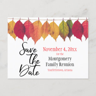 Wiedersehen Save the Date Herbstfarben-Blätter Ankündigungspostkarte