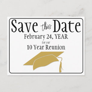 Wiedersehen Save the Date Schwarz-weißer Gold QR-C Postkarte
