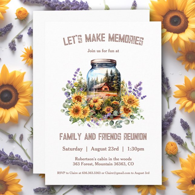 Wiedersehen Sonnenblumen Waldhaus Einladung (Family Reunion Sunflowers Forest Cabin Invitation)