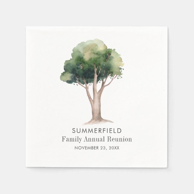 Wiedersehen Summer der Wasserfarbenbaum-Familie Serviette (Vorderseite)