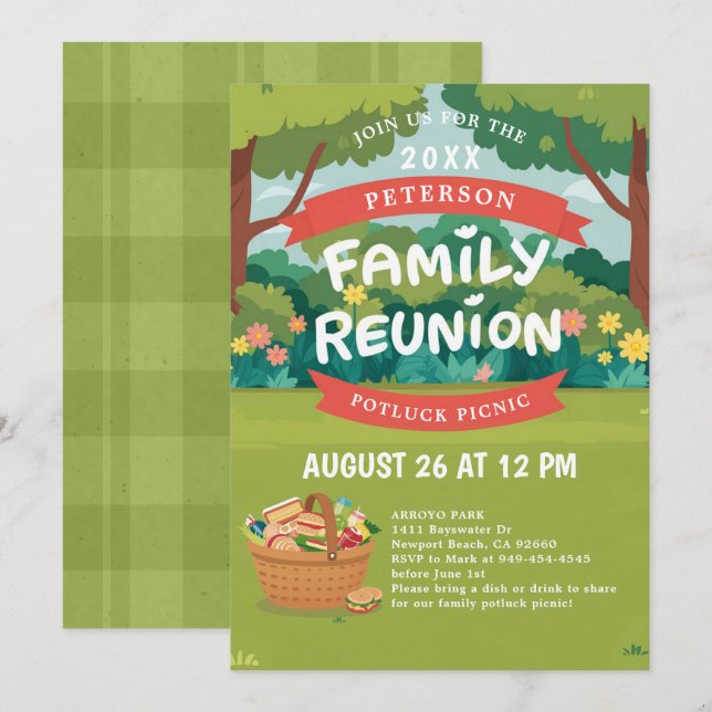 Wiedersehen Summer Picnic Fun Illustration Einladung (Vorne/Hinten)